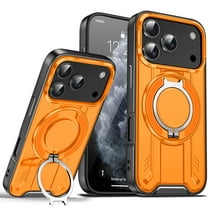 Allytechgroup iPhone 17 Pro Max Case Mangetic, Military Grade Protection Cover Compatible with Magsafe & Car Mount Ring Kickstand Bumper Rugged Phone Case for Apple iPhone 17 Pro Max, Orange