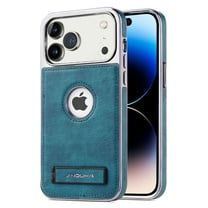 Allytechgroup iPhone 17 Pro Max Case Stand, Premium PU Leather iPhone 17 Pro Max Cover with Invisible Kickstand, Shockproof Phone Case for Apple iPhone 17 Pro Max with Logo Hole Design, Green