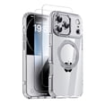 thumbnail image 1 of Allytechgroup for iPhone 17 Pro Max Clear Case with 2 PCS Tempered Glass Screen Protector, [Compatible with Magsafe] Rotating Kickstand Anti-Scratch Not-Yellowing Cover for Women Men, Silver, 1 of 12