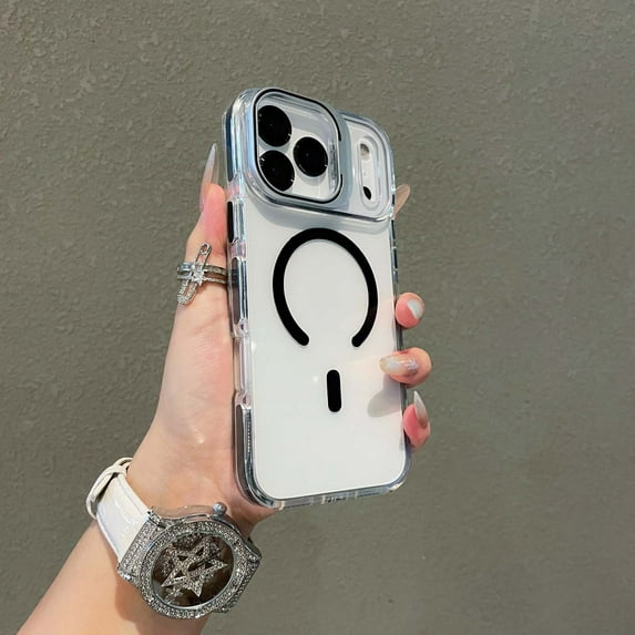 Allytechgroup for iPhone 17 Pro Max Clear Case with Camera Lens Kickstand, Compatible with Magsafe Anti-Scratch Shockproof Bumper Rugged Slim Fit Shell Cover for Women Men, Black