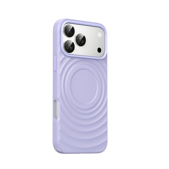 Allytechgroup Magnetic Water Droplet Pattern Leather Hard Shell Bumper Cell Phone Case for Apple iPhone 17 Pro Max, Purple