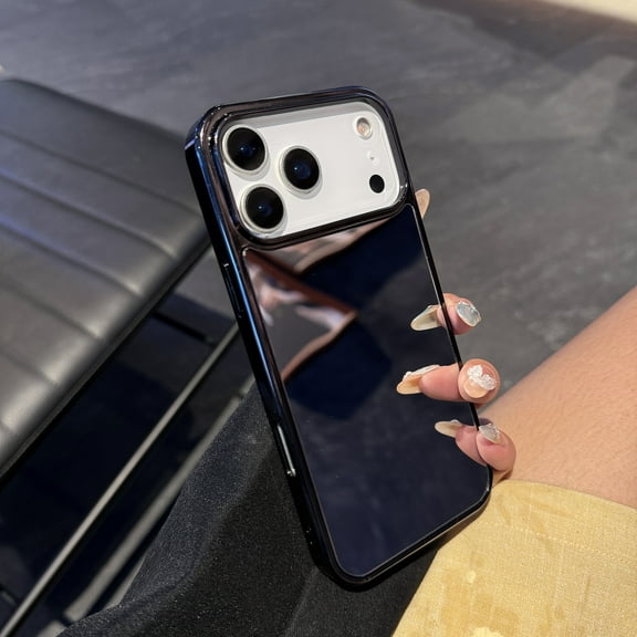 Allytechgroup for iPhone 17 Pro Max Protective Case, Dust/Dirt Proof Shock-Absorbent Non-Slip Glossy Mirror PC+TPU Lightweight Shockproof Back Cover Bumper for iPhone 17 Pro Max, Black