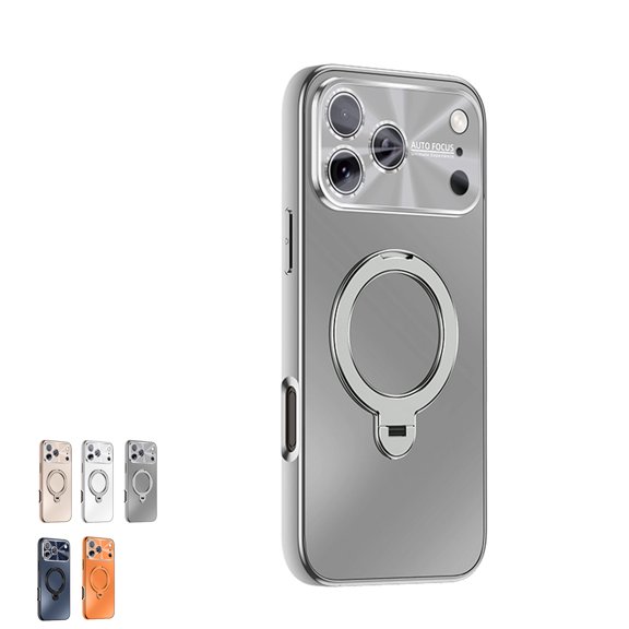 Allytechgroup for iPhone 17 Pro Protective Case 360° Ring Kickstand Holder Matte Magnetic Shockproof Soft TPU Back Case Slim Lightweight Anti-yellowing Phone Stand Shell for Men Womem, Gray