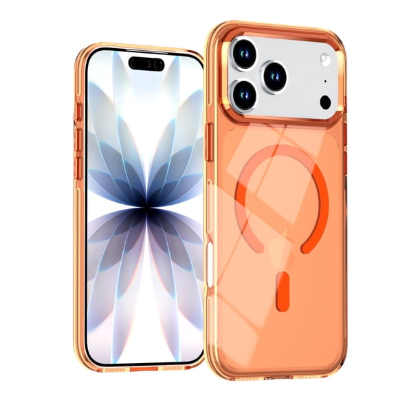 Allytechgroup for iPhone 17 Protective Back Cover Case, Magnetic Shock-Absorbent Suppoort Wireless Charging Lightweight & Non-Slip Shockproof Protective Bumper for Women Men, Orange