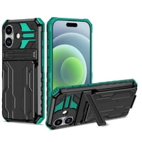 Allytechgroup for iPhone 17 Rugged Case with Cards Holder, Heavy Duty Shockproof Hybrid PC TPU Back Cover Anti-Scratch Bumper Protective Phone Case for iPhone 17, Darkgreen