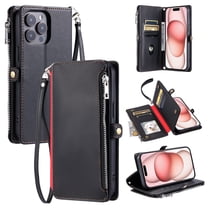 Allytechgroup for iPhone 6s/6 Wallet Case with Card Slot, RFID Blocking PU Leather Flip Stand Phone Case with Lanyard Shoulder Strap for Women Girls Shockproof Protective Bumper, Black