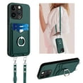 thumbnail image 1 of Allytechgroup iPhone 8 Plus/7 Plus Case with Cards Holder, Crossbody Shoulder Strap Ring Holder Kicsktand Bumper Shockproof Slim Fit Wallet Case Cover for Applle iPhone 8 Plus/7 Plus, Green, 1 of 9