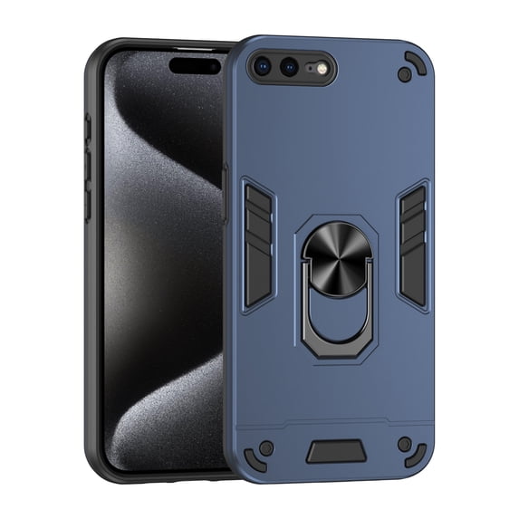 Allytechgroup iPhone 8 Plus/ 7 Plus Case Cover, Bumper Shockproof Case with Ring Holder Stand Compatible with Car Mount Premium PC and TPU Phone Case for iPhone 8 Plus/ 7 Plus, Navyblue