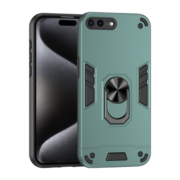 Allytechgroup iPhone 8 Plus/ 7 Plus Case Cover, Bumper Shockproof Case with Ring Holder Stand Compatible with Car Mount Premium PC and TPU Phone Case for iPhone 8 Plus/ 7 Plus, Darkgreen