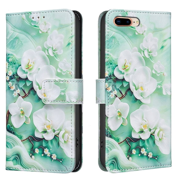 Allytechgroup iPhone 8 Plus/7 Plus Case Wallet Cover with Card Slots & Cash Pocket, Flip Phone Case for Apple iPhone 8 Plus/7 Plus, Shockproof Stand Feature Premium PU Leather Case for Women Girls