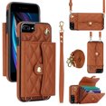 thumbnail image 1 of Allytechgroup for iPhone 8 Plus/7 Plus Wallet Case with 5 Cards Holders, Detachable Hand Strap & Shoulder Lanyard RFID Blocking Shockproof Protective Phone Case for Girls Women, Brown, 1 of 8