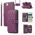 thumbnail image 1 of Allytechgroup for iPhone 8 Plus/7 Plus Wallet Case, Premium PU Leather Magnetic Buckle Zipper Pocket Card Slots Flip Stand Protective Cover with Hand Strap & Shoulder Strap - Darkpurple, 1 of 12