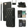 thumbnail image 1 of Allytechgroup for iPhone 8 Plus/7 Plus Wallet Case, Premium PU Leather Magnetic Buckle Zipper Pocket Card Slots Flip Stand Protective Cover with Hand Strap & Shoulder Strap - Black, 1 of 11