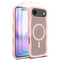 thumbnail image 1 of Allytechgroup iPhone Air Case with 2 Pcs Screen Protector, Compatible with Magsafe Stylish Wave Frame Design Matte Back Cover Anti-Scratch Translucent Phone Case for Women Men, Pink, 1 of 6
