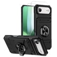 thumbnail image 1 of Allytechgroup for iPhone Air Case with 2 Pcs Screen Protector, Rugged Magnetic Back Cover Compatible with Car Mount Ring Holder Kickstand Card Slot Hard Shell Case for Women Men, Black, 1 of 7
