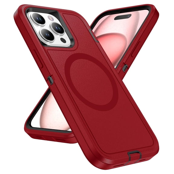 Allytechgroup iPhone Air Case, Heavy Duty Shockproof Anti-Scratch Bumper Rugged Compatible with Mag-safe Dual Layer PC TPU Magnetic Phone Case Cover for Apple iPhone Air, Red