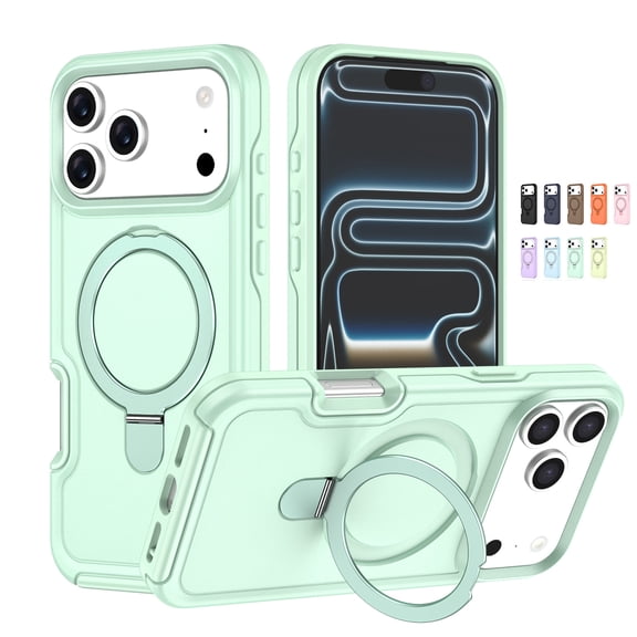 Allytechgroup for iPhone Air Case with Rotating Ring Holder Metal Kickstand, Lightweight Shockproof Soft TPU Back Case Magnetic Military Grade Drop Protective Invisible Stand Shell, Jadegreen