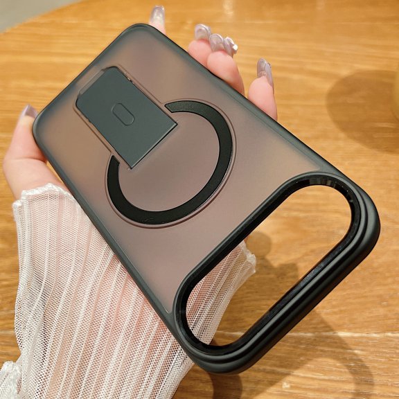 Allytechgroup iPhone Air Magnetic Case, Compatible with Magsafe Wireless Charging Support Bumper Shockproof Kickstand Translucent Matted Phone Case for Apple iPhone Air, Black