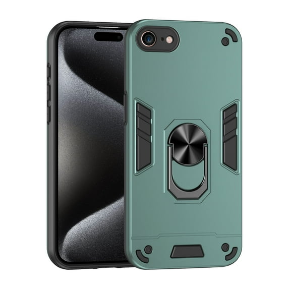 Allytechgroup iPhone SE 2022/2020 3rd 2nd Gen / iPhone 8 7 Case Cover, Bumper Shockproof Case with Ring Holder Stand Compatible with Car Mount Premium PC and TPU Phone Case, Darkgreen