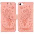 thumbnail image 1 of Allytechgroup iPhone SE 2022 Case, iPhone SE 2020 Case, iPhone 7 8 Case, Flip Flower Embossed Hand Wrist Stand Protective Cards Holder Wallet Case Cover for Apple iPhone 7 8 SE 3rd 2nd Gen, Pink, 1 of 8