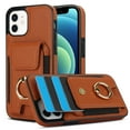 thumbnail image 1 of Allytechgroup iPhone X/ XS Case with Wallet, Ring Holder Stand Cards Slots Cash Pocket Drop Protection Retro Leather Case for Girls Women for Apple iPhone X/ XS, Brown, 1 of 8