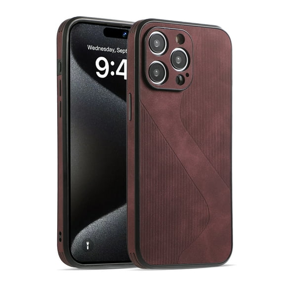 Allytechgroup iPhone X/ XS Slim Case, PU Leather Case Vertical Grain Design Slim Back Cover Compatible with Apple iPhone X/ XS, Winered