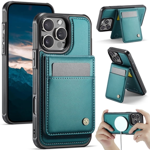 Allytechgroup for iPhone XR Case, Pu Leather Detachable Cards Holder 2 In 1 Wallet Case Comaptible with Magsafe Kickstand Magnetic Shockproof Back Cover for iPhone XR, Blue
