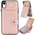 thumbnail image 1 of Allytechgroup iPhone XR Wallet Case, Ring Holder Stand Cards Slots Shockproof Retro Flip Back Cover Phone Case for Apple iPhone XR, Rosegold, 1 of 8
