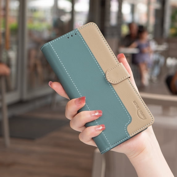 Allytechgroup iPhone XR Wallet Case, Stiching Color Stylish PU Leather Flip Cover RFID Blocking Cards Slots Stand Magnetic Closure Phone Case for Apple iPhone XR, Green
