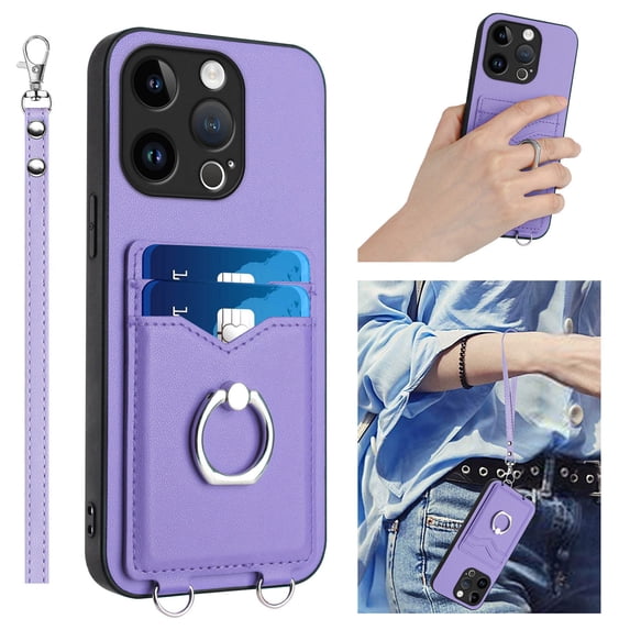 Allytechgroup iPhone XR Wallet Case for Women Men, Premium PU Leather Caxe with Cards Slots & Hand Wrist Shockproof Hand Wrist Slim Fit Back Cover Phone Case for iPhone XR, Purple