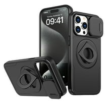 Allytechgroup for iPhone XS Max Case with 360° Rotatable Ring Holder, [Sliding Camera Cover] [Compatible MagSafe] [Military Grade Tested] Anti-Fingerprint Slim Magnetic Case Cover, Black