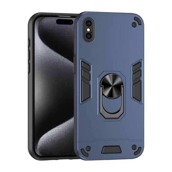 Allytechgroup iPhone XS Max Case Cover, Bumper Shockproof Case with Ring Holder Stand Compatible with Car Mount Premium PC and TPU Phone Case for iPhone XS Max, Navyblue