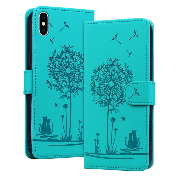 Allytechgroup for iPhone XS Max Case with Credit Card Slot, RFID Blocking PU Leather Flip Wallet Case for Women Girls Shockproof Protective Case Cover for iPhone XS Max, Green