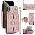 thumbnail image 1 of Allytechgroup for iPhone XS Max Wallet Case with 5 Cards Holders, Detachable Hand Strap & Shoulder Lanyard RFID Blocking Shockproof Protective Phone Case for Girls Women, Rosegold, 1 of 8