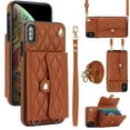 thumbnail image 1 of Allytechgroup for iPhone XS Max Wallet Case with 5 Cards Holders, Detachable Hand Strap & Shoulder Lanyard RFID Blocking Shockproof Protective Phone Case for Girls Women, Brown, 1 of 8