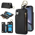 thumbnail image 1 of Allytechgroup iPhone XS Max Wallet Case, RFID Blocking Zipper Pocket Ring Holder Kickstand Bumper Shockproof Portable Durable Phone Case for Apple iPhone XS Max, Black, 1 of 8