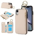 thumbnail image 1 of Allytechgroup iPhone XS Max Wallet Case, RFID Blocking Zipper Pocket Ring Holder Kickstand Bumper Shockproof Portable Durable Phone Case for Apple iPhone XS Max, White, 1 of 8