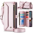 thumbnail image 1 of Allytechgroup iPhone XS Max Wallet Case with Shoulder Strap, Strap Wrist, Zipper Pocket, Cards Slots, RFID Blocking Shockproof Bumper Mini Carring Bag Phone Case for Apple iPhone XS Max,Pink, 1 of 9
