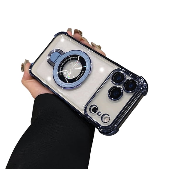 Allytechgroup Magnetic Ring Kickstand Soft Shell Fashion Cell Phone Case for Apple iPhone XS/X, Blue