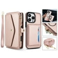 thumbnail image 1 of Allytechgroup for iPhone XS/X Case with Detachable Cards Holder, Built-in Shoulder Strap Wrist Strap Compatible with MagSafe Shockproof Magnetic Full Body Cover for iPhone XS/X, Rosegold, 1 of 7