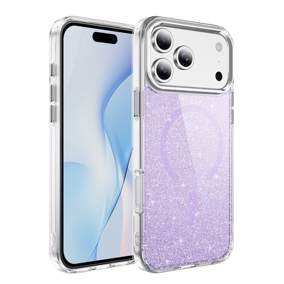 Allytechgroup for iPhone XS/X Protective Case, PC+TPU Basic Magnetic Case Support Wireless Charging Anti-Scratch Shock-Resistant Glitter Shockproof Bumper for iPhone XS/X, Purple