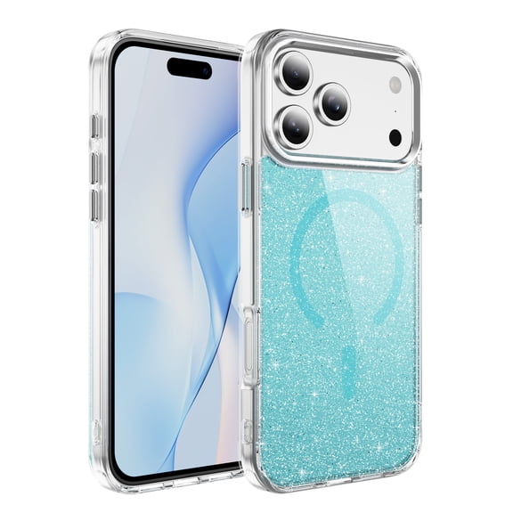 Allytechgroup for iPhone XS/X Protective Case, PC+TPU Basic Magnetic Case Support Wireless Charging Anti-Scratch Shock-Resistant Glitter Shockproof Bumper for iPhone XS/X, Blue