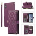 thumbnail image 1 of Allytechgroup for iPhone XS/X Wallet Case, Premium PU Leather Magnetic Buckle Zipper Pocket Card Slots Flip Stand Protective Cover with Hand Strap & Shoulder Strap - Darkpurple, 1 of 12