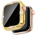 thumbnail image 1 of Allytechgroup for iWatch Series 10 46mm Case with Tempered Glass Screen Protector, Support Wireless Charging Crystal Diamond Rhinestone Sparkling Full Protective Cover for Women Girls, Gold, 1 of 5