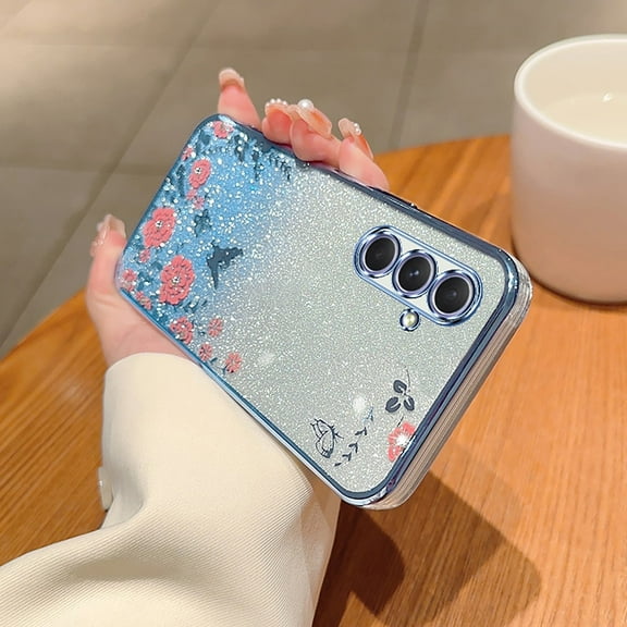 Allyteh Galaxy A54 5G Case Glitter for Girls Women, Slim Chic Luxury Deluxe Clear Bling Shockproof Anti-Scratch Bumper Stylish Phone Case for Samsung Galaxy A54 5G - Blue