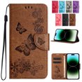 thumbnail image 1 of Allyteh Google Pixel 8 Pro Wallet Case, Premium PU Leather Butterfly Embossed Flip Stand Cards Holder Hand Wrist Wallet Case Cover for Google Pixel 8 Pro, Brown, 1 of 3