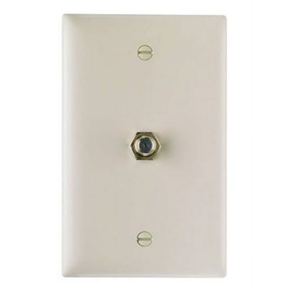 Legrand Pass & Seymour TPCATVLACC12 Trademaster Mid-Size Unbreakable Nylon Wall Plate, 1 Gang, One F-Type Coax Cable Connector, Light Almond (1 Count)