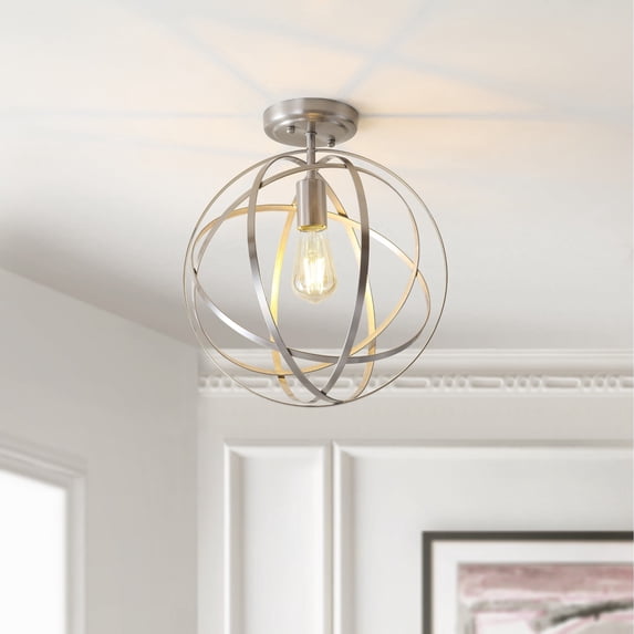 JONATHAN Y Alba 13" Metal LED Flush Mount, Nickel, JYL9514B