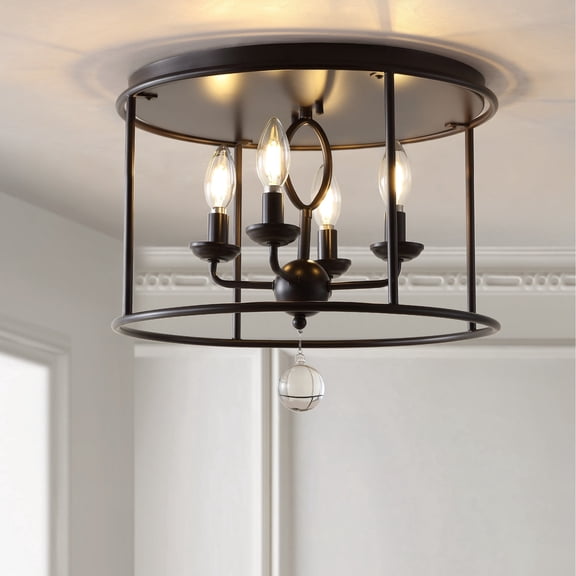 JONATHAN Y Alma 16" Metal LED Flush Mount, Oil Rubbed Bronze, JYL9500A