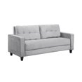 thumbnail image 1 of Alma 77 Inch Velvet Upholstered Sofa, Track Arms, Button Tufted Light Gray- Saltoro Sherpi, 1 of 5